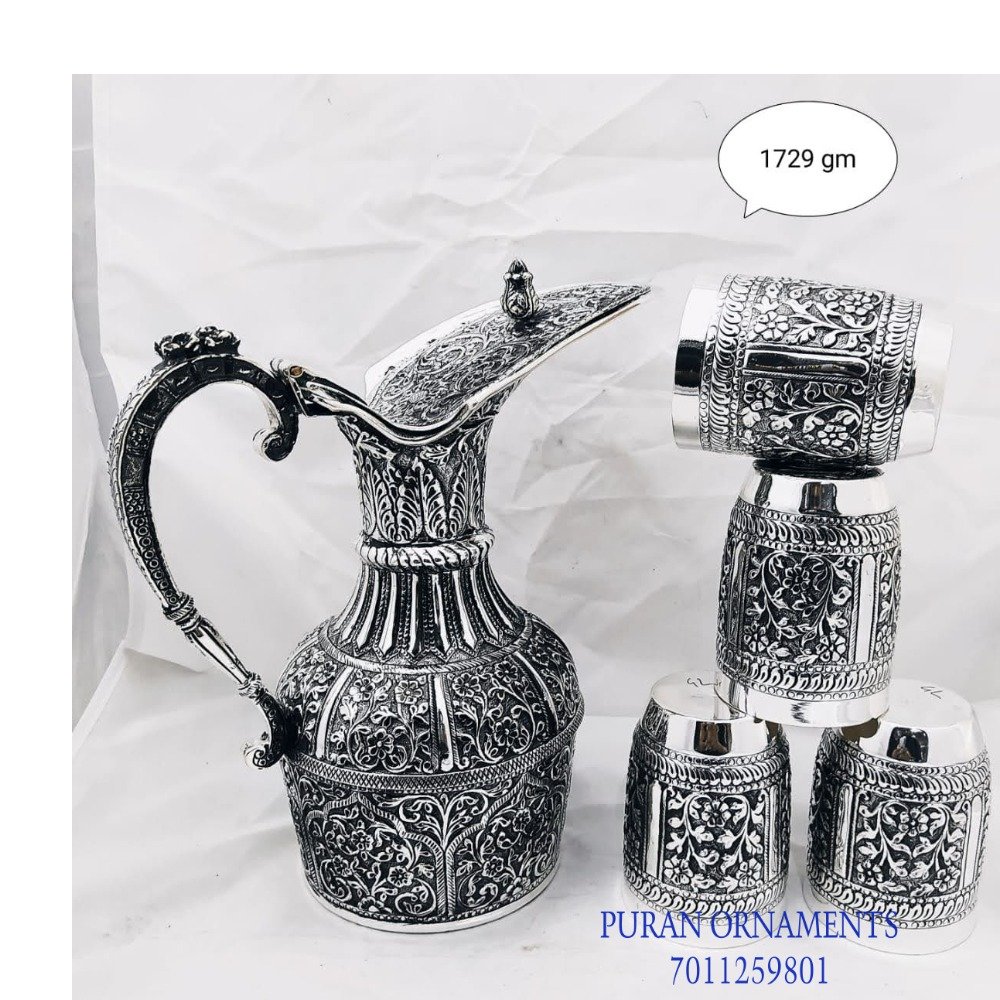 925 pure silver stylish shape jug set in fine nakasi po-247-01