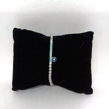 Pure silver evil eye bracelet for women in adjusta... by 
