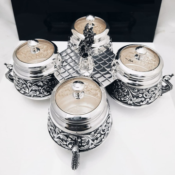 925 pure silver Stylish dry fruit Boxes with Stand... by 