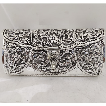 Puran 925 pure silver clutch in fine floral carvin... by 