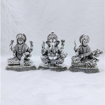 Real silver laxmi ganesh saraswati idol in high an... by 