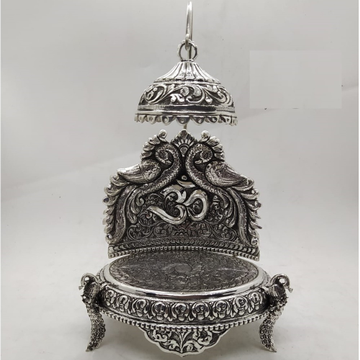 hallmarked 925 real silver singhasan in antique fi... by 