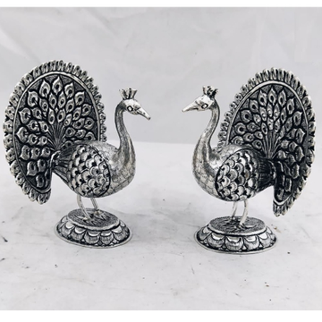 Pure SIlver Peacock Pair in Fine Antique Carvings... by 