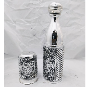 Pure Silver Bottle Glass Set in Fine Antique Nakas... by 