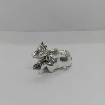Pure silver idol of nandi in antique polish by 