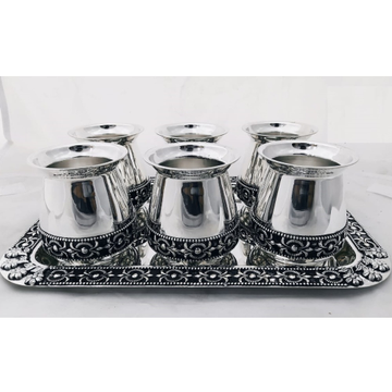 92.5% Pure Silver Stylish Glasses And Tray Set PO-... by 
