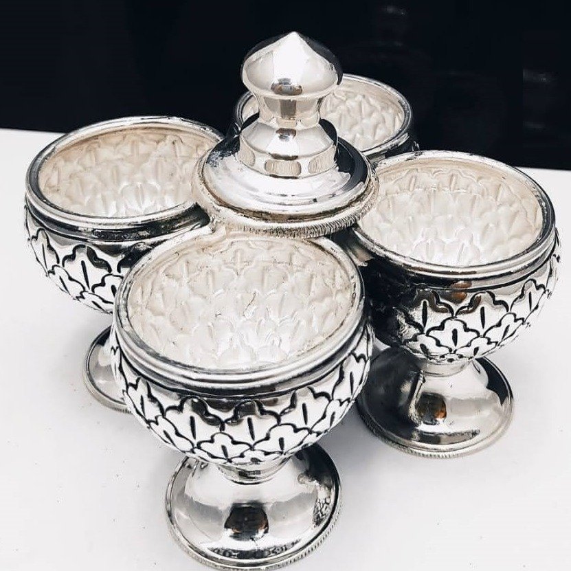 925 pure silver kankavati (stylish kumkum set) in antique pO-246-06