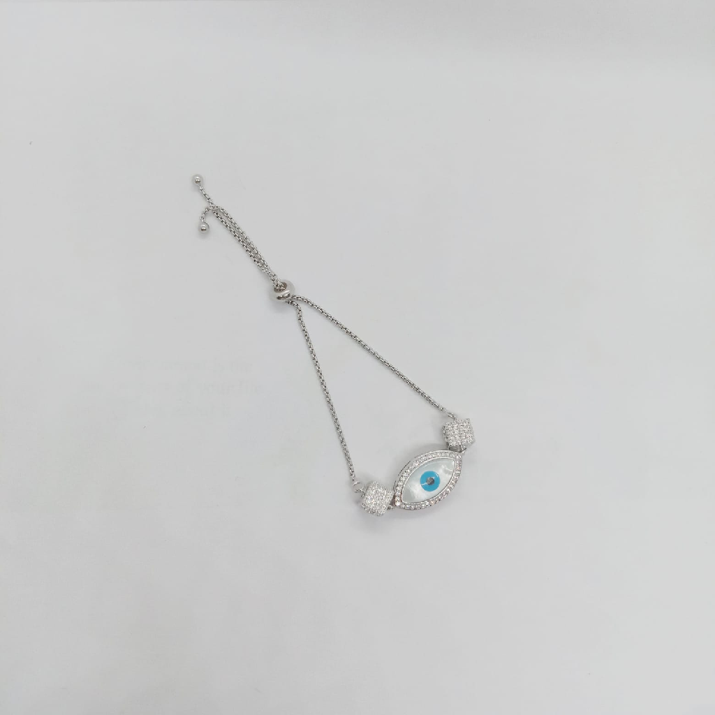 Pure silver evil eye bracelet for women in adjustable size