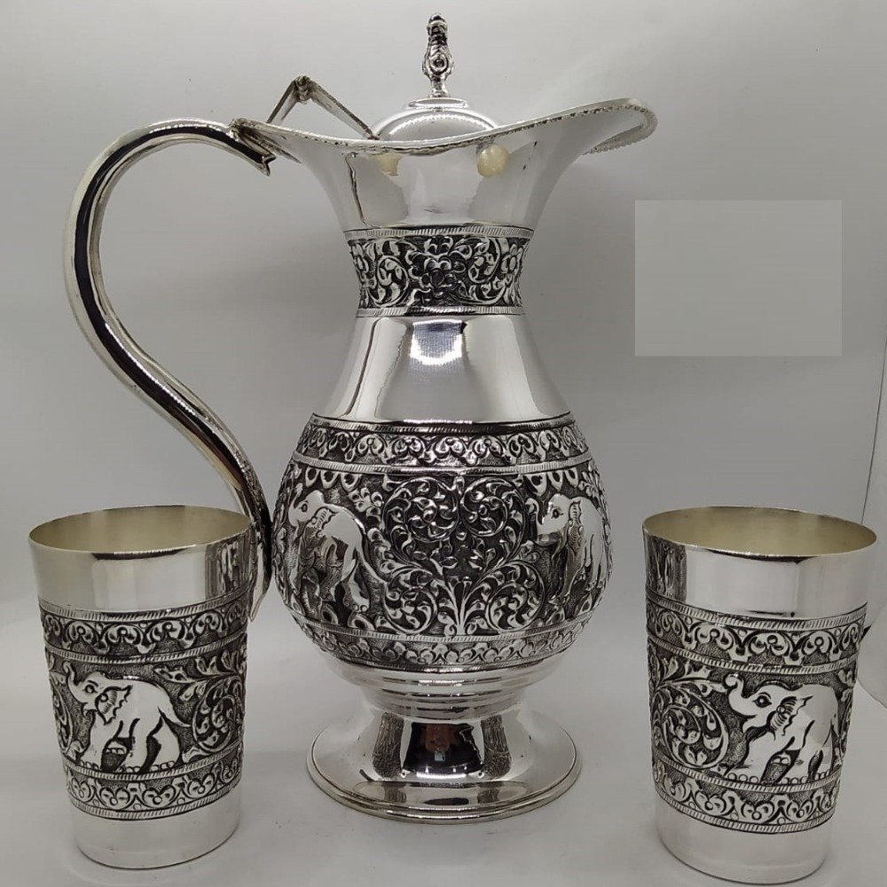 92.5% pure silver stylish jug and glasses set po-243-23