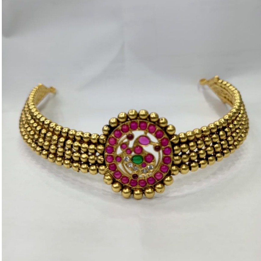 92.5 Silver With Gold Polish Golden Stone Studded Traditional