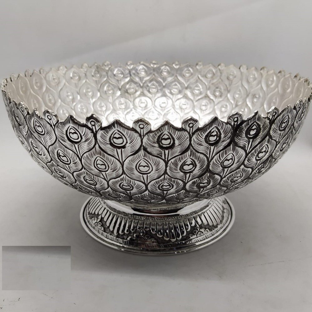 925 Pure Silver Designer Fruit & Flower Basket in Fine Carving WorK