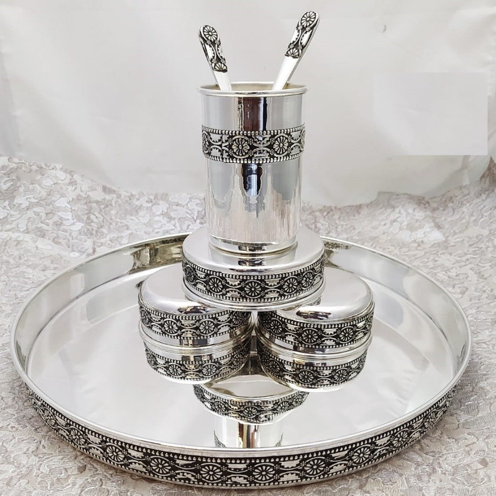 925 Pure Silver Dinner Set In Stylish Antique PO-153-17