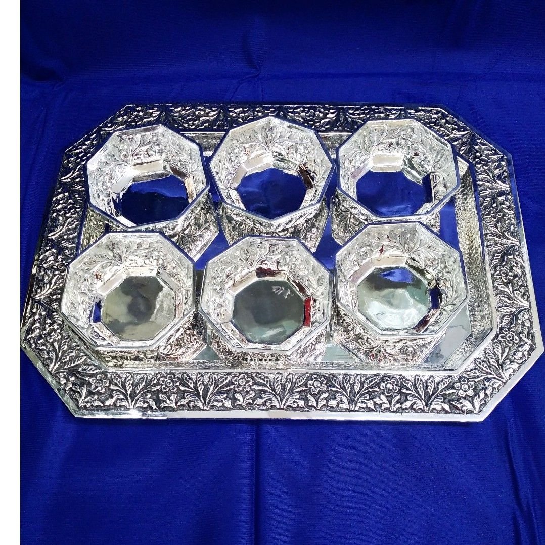 925 Pure Silver Bowl And Tray Set PO-170-01