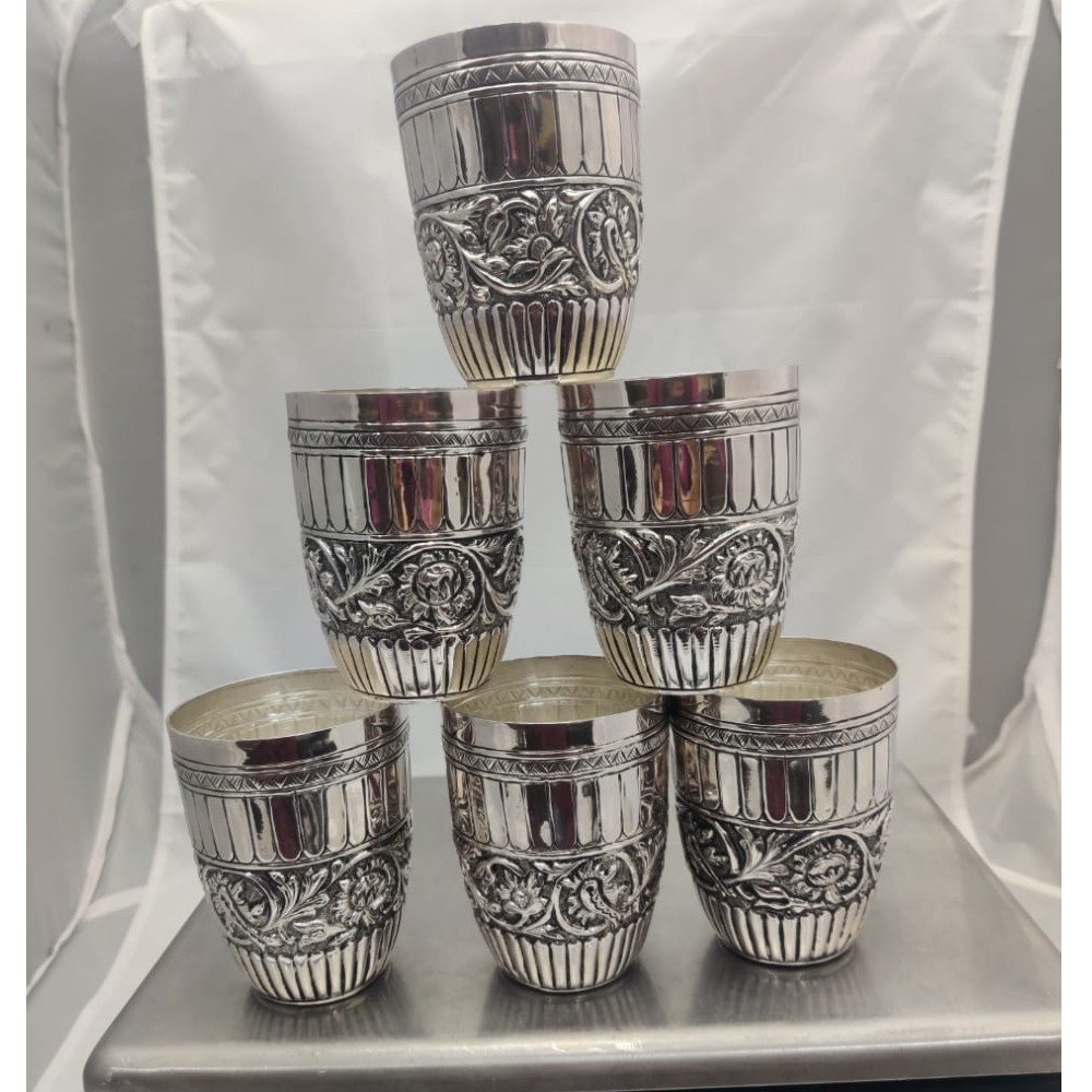 925 Pure Silver Stylish Glass set In Fine Antique PO-158-14