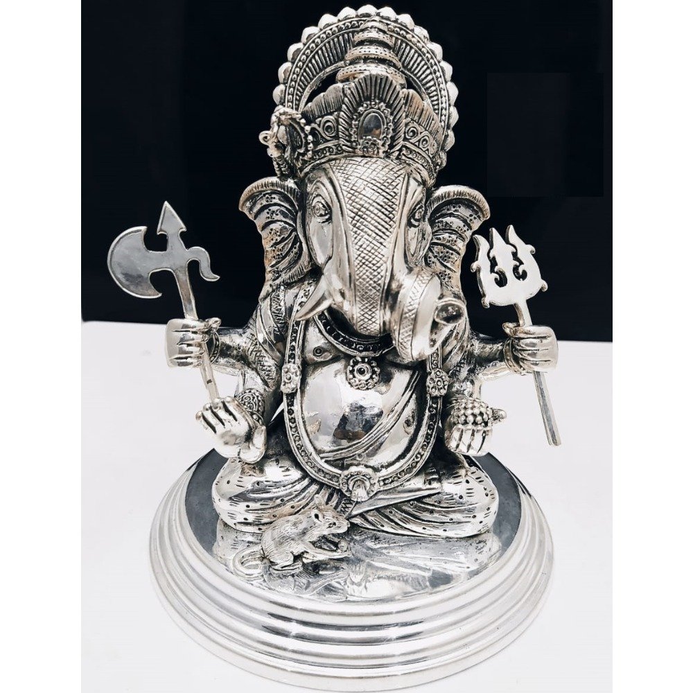 925 pure silver ganesha idol in antique finishing. po-174-50