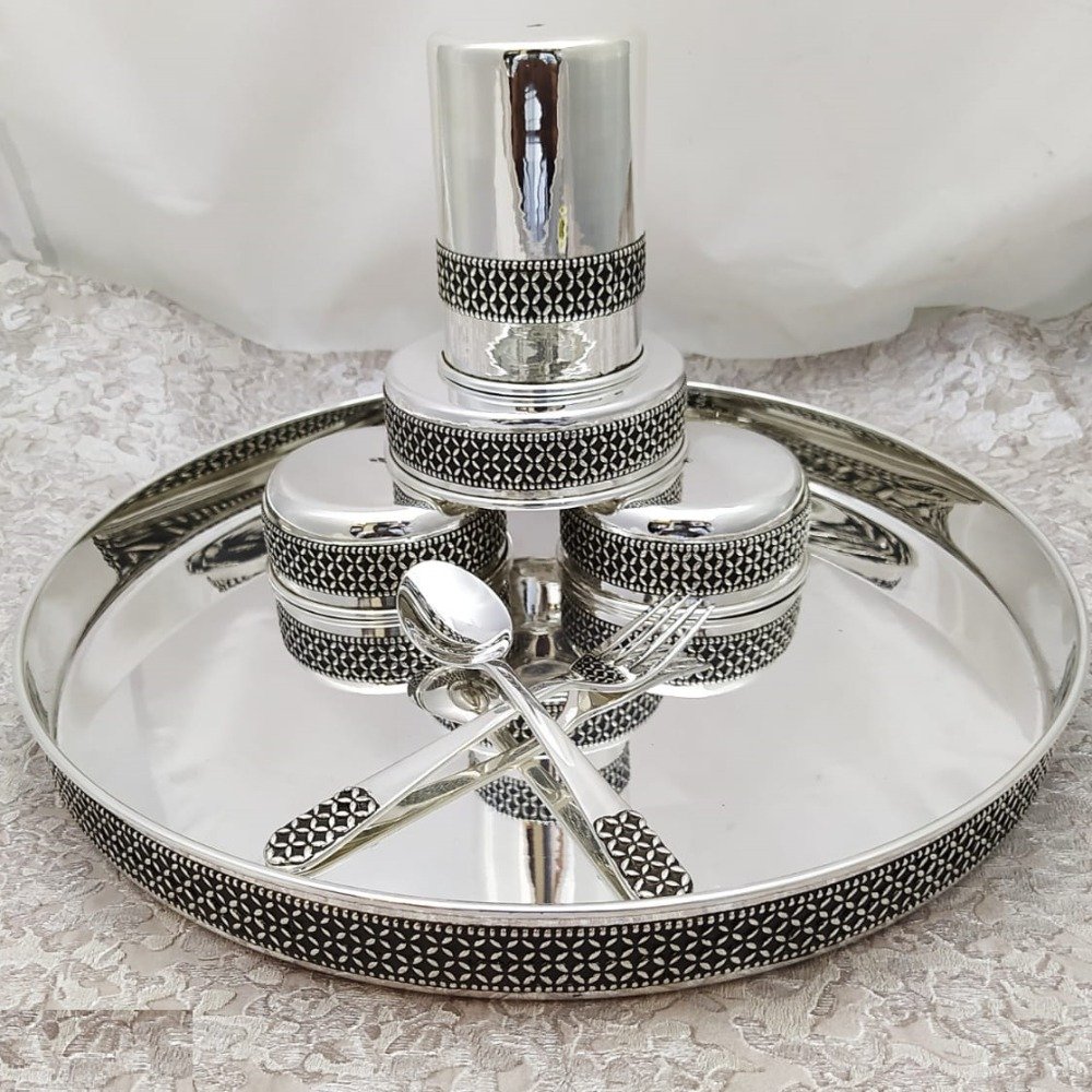 925 Pure Silver Dinner Set In Stylish Antique PO-153-16