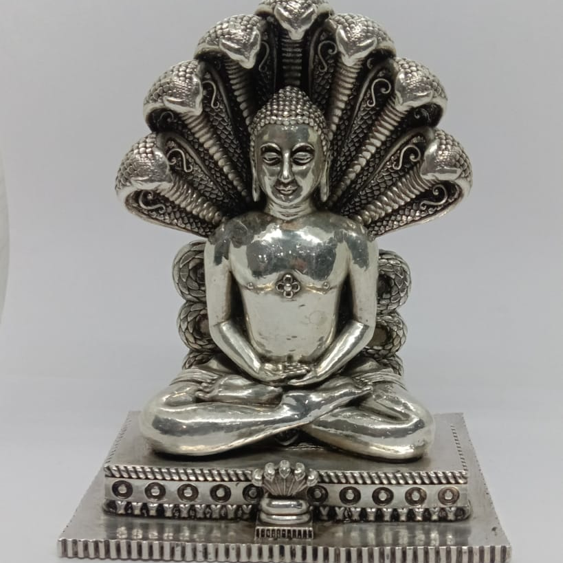 Pure silver idol of parsavnath bhagwan