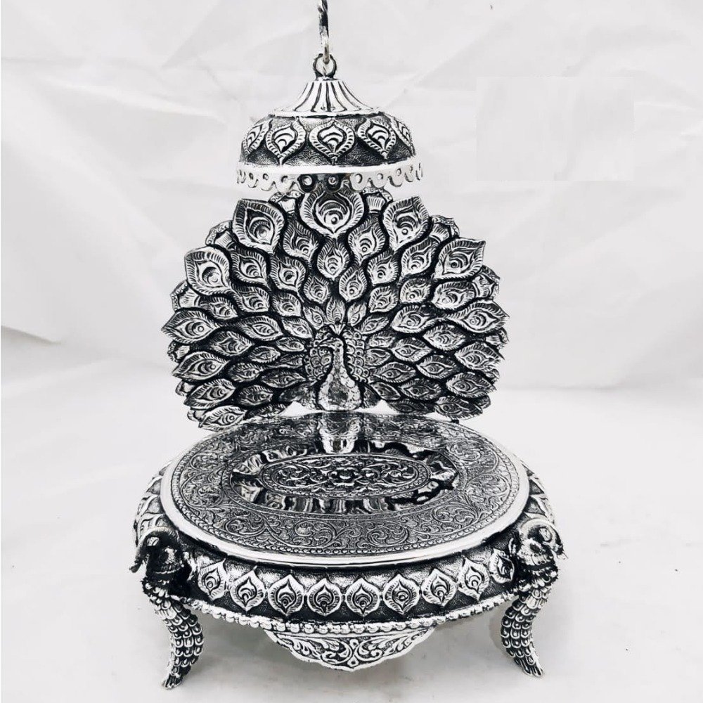 92.5 Pure Silver  Antique Singhasan In Pecock Nakshi PO-141-20