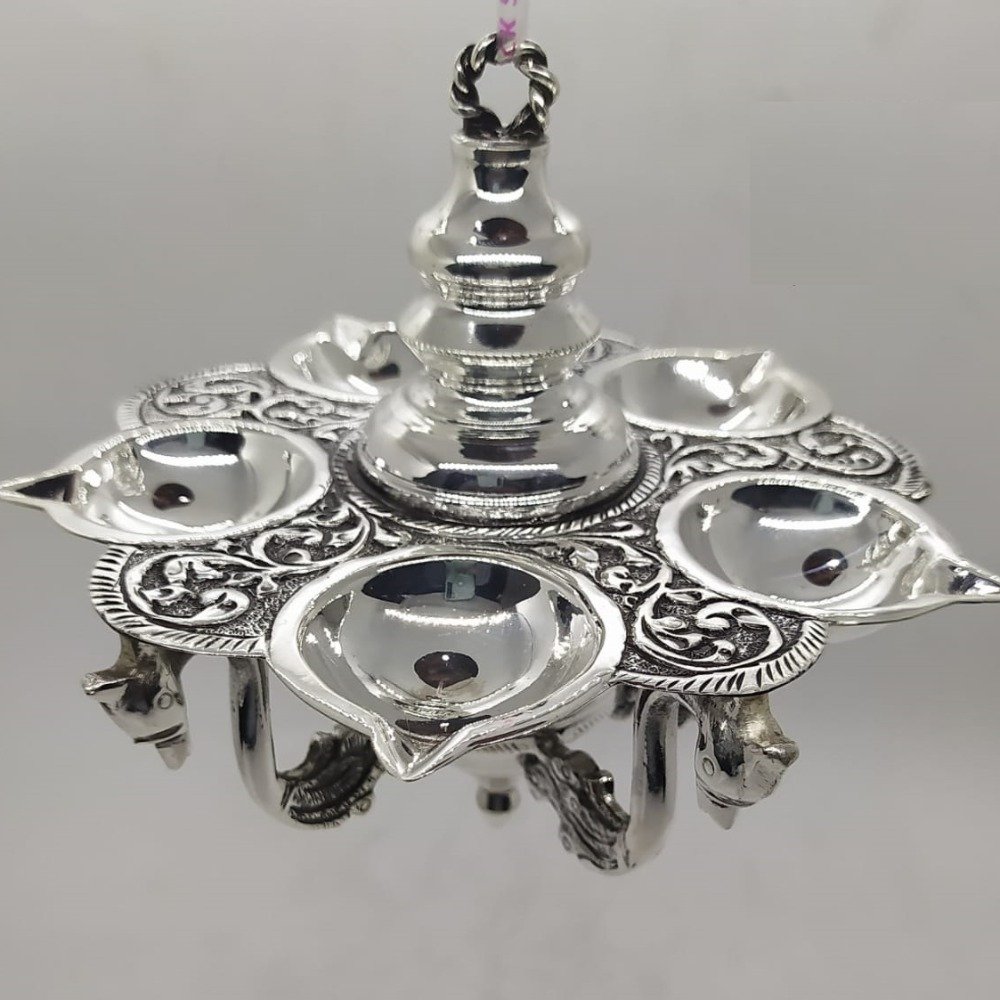 925 Pure Silver diya in Antique work PO-143-23