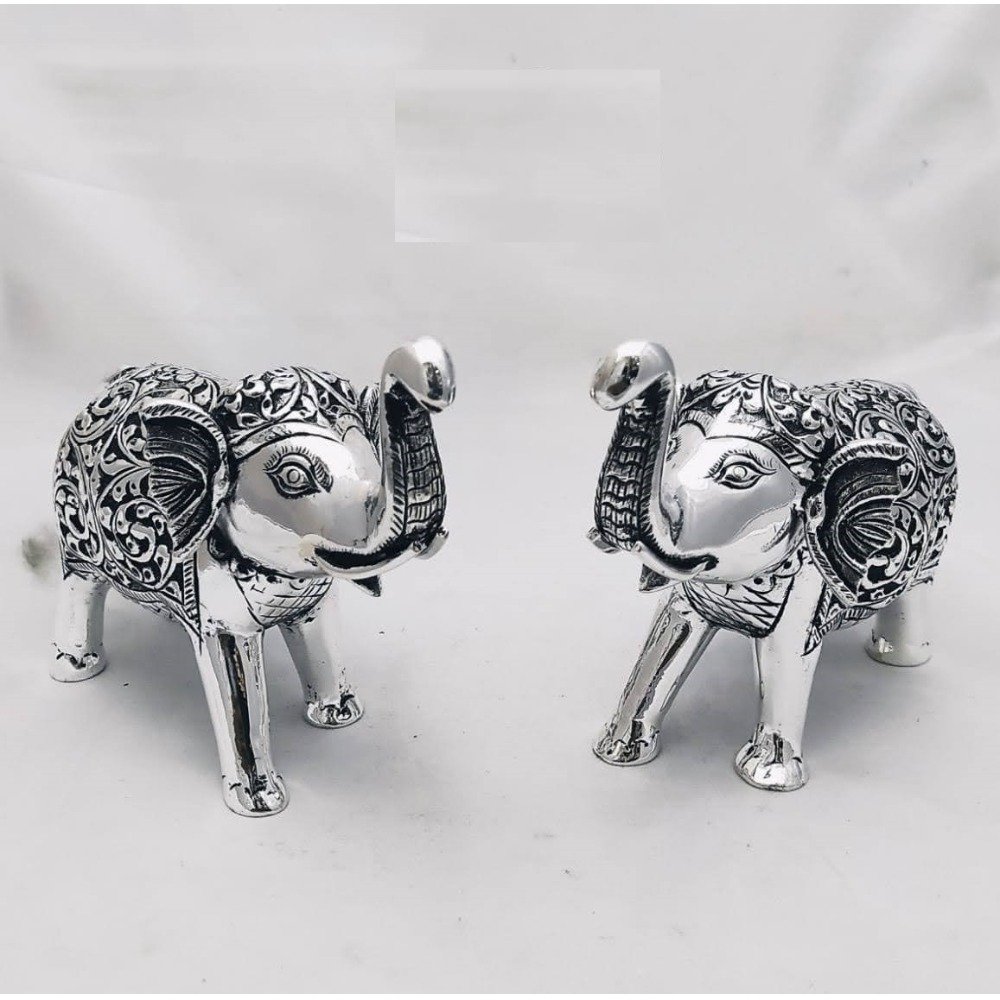 925 Pure Silver elephant pair In Antique Carvings PO-174-61