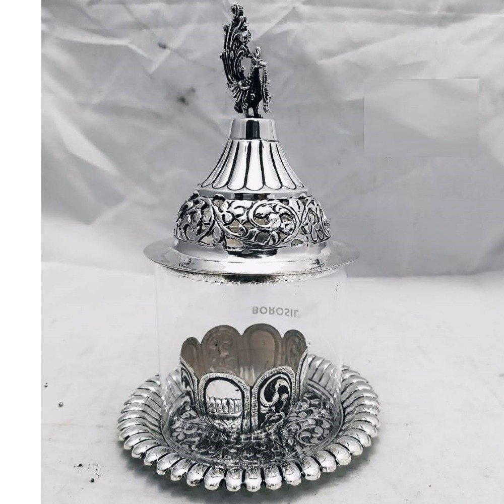 925 Pure Silver Akhand Jyot Lamp With Glass (Folding) PO-143-02