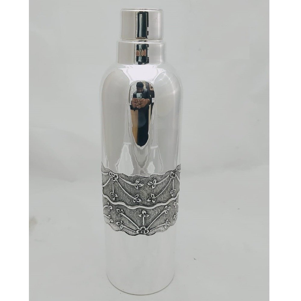 92.5 Pure Stylish Silver Bottle In Fine Antique Carving PO-243-07