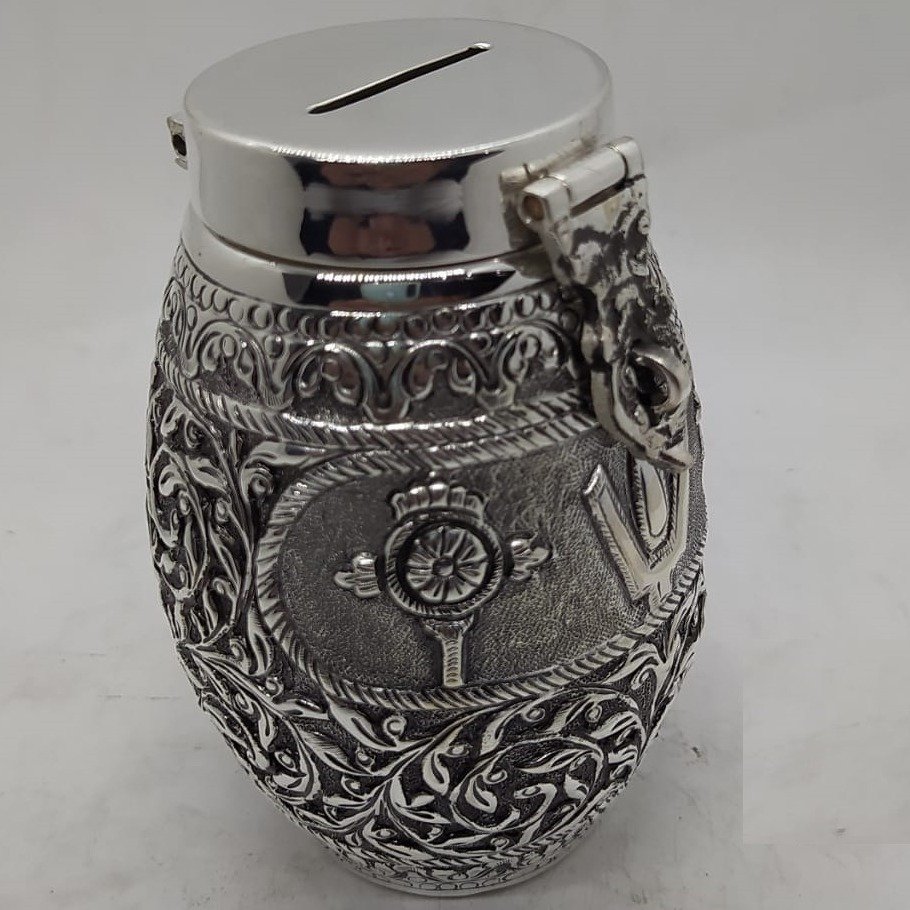 92.5 Pure Silver Designer Fancy Shape Antique Money bank PO-149-04