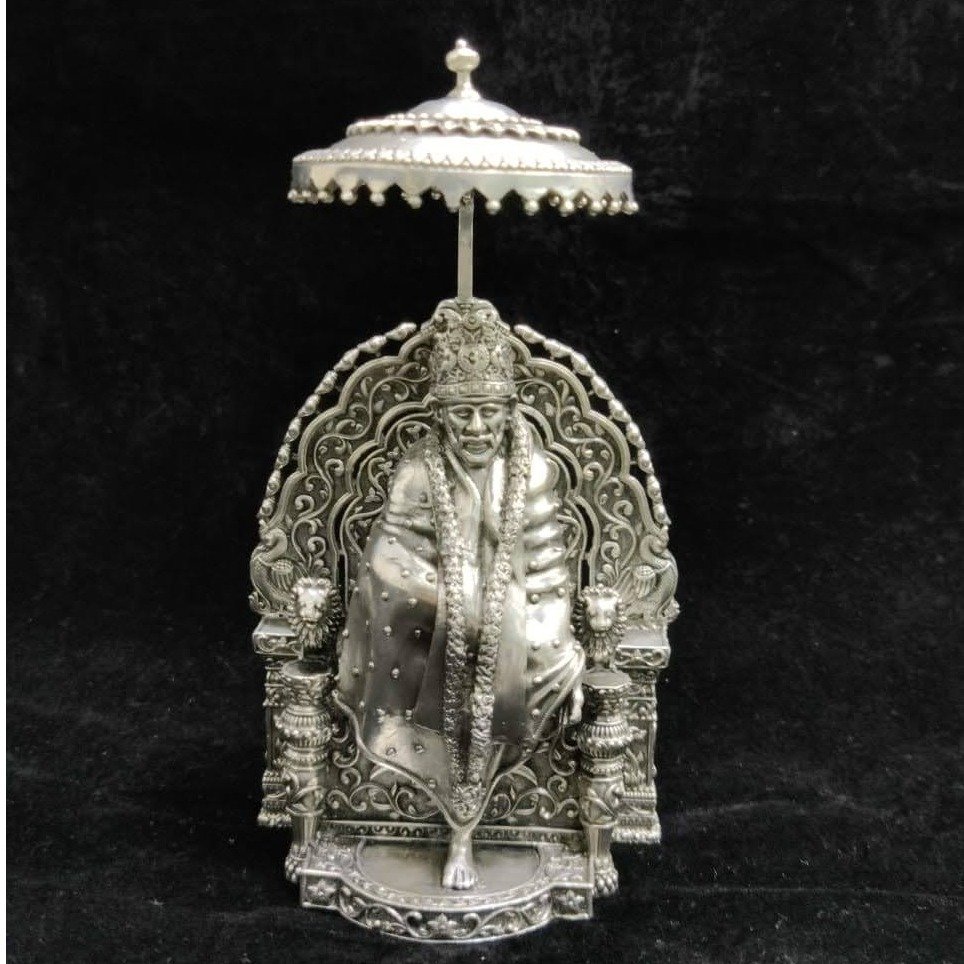 Pure silver sai baba idol in high antique finishing po-164-44