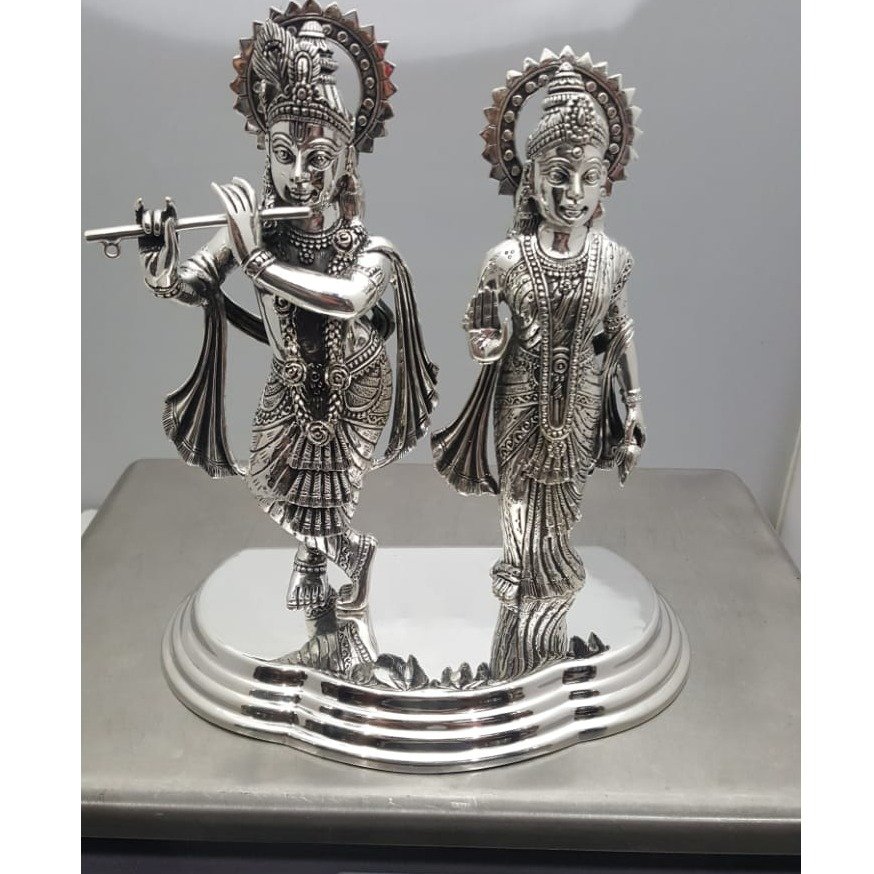 925 Pure Silver Radha Krishna Idol In Antique Finish PO-174-66