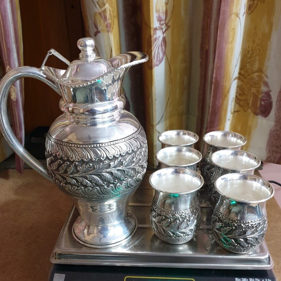 92.5% Pure Silver Stylish Jug And Glasses set PO-247-24