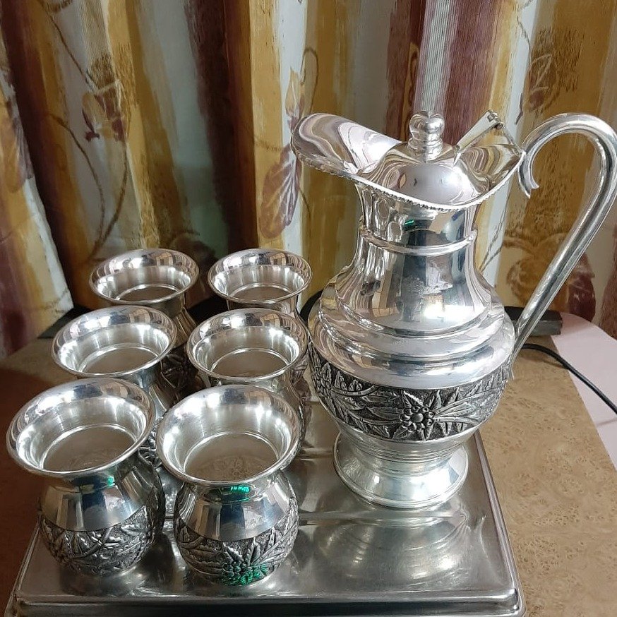 92.5% Pure Silver Stylish Jug And Glasses Set PO-247-23