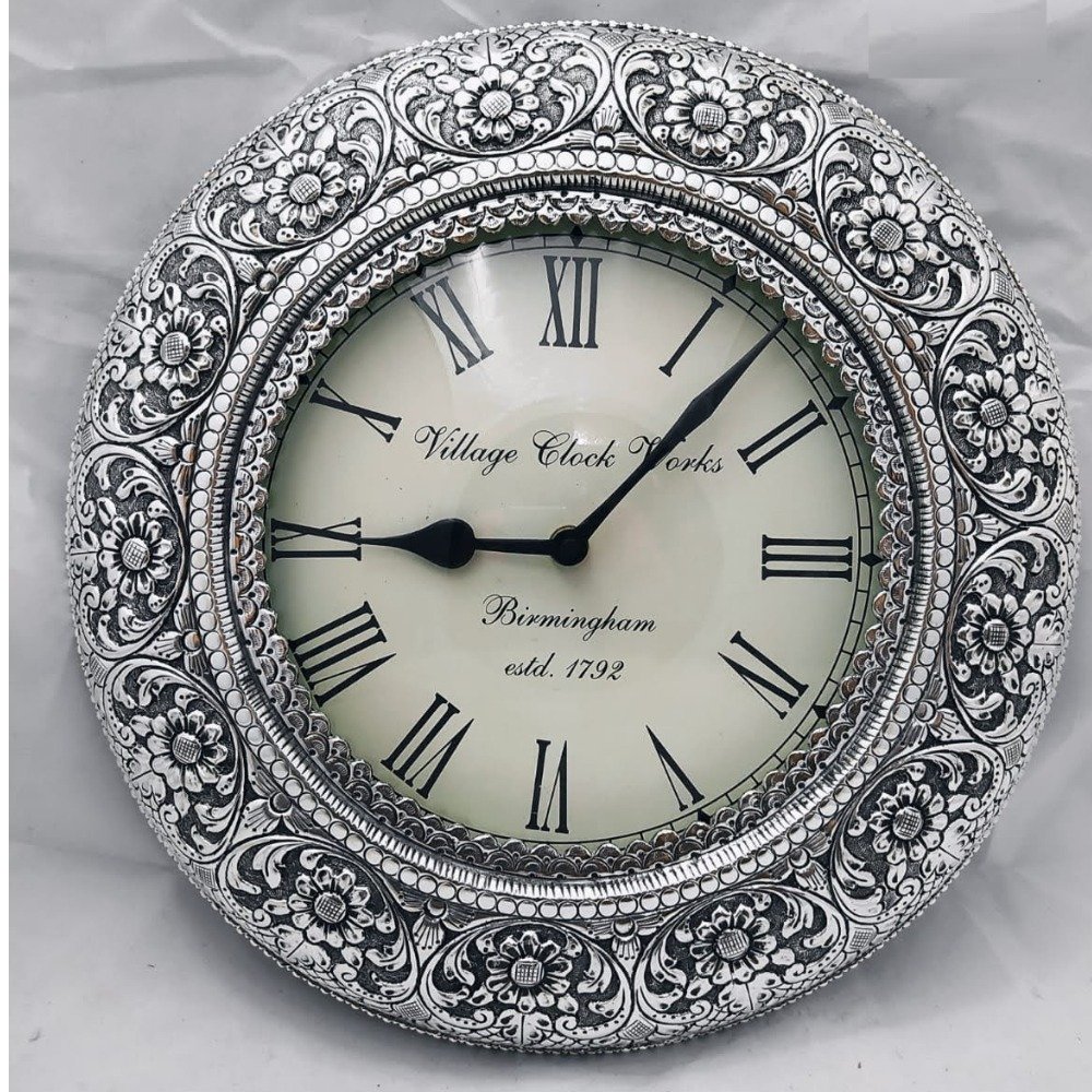 925 pure silver antique wall clock for decoration 850gm po-310-01