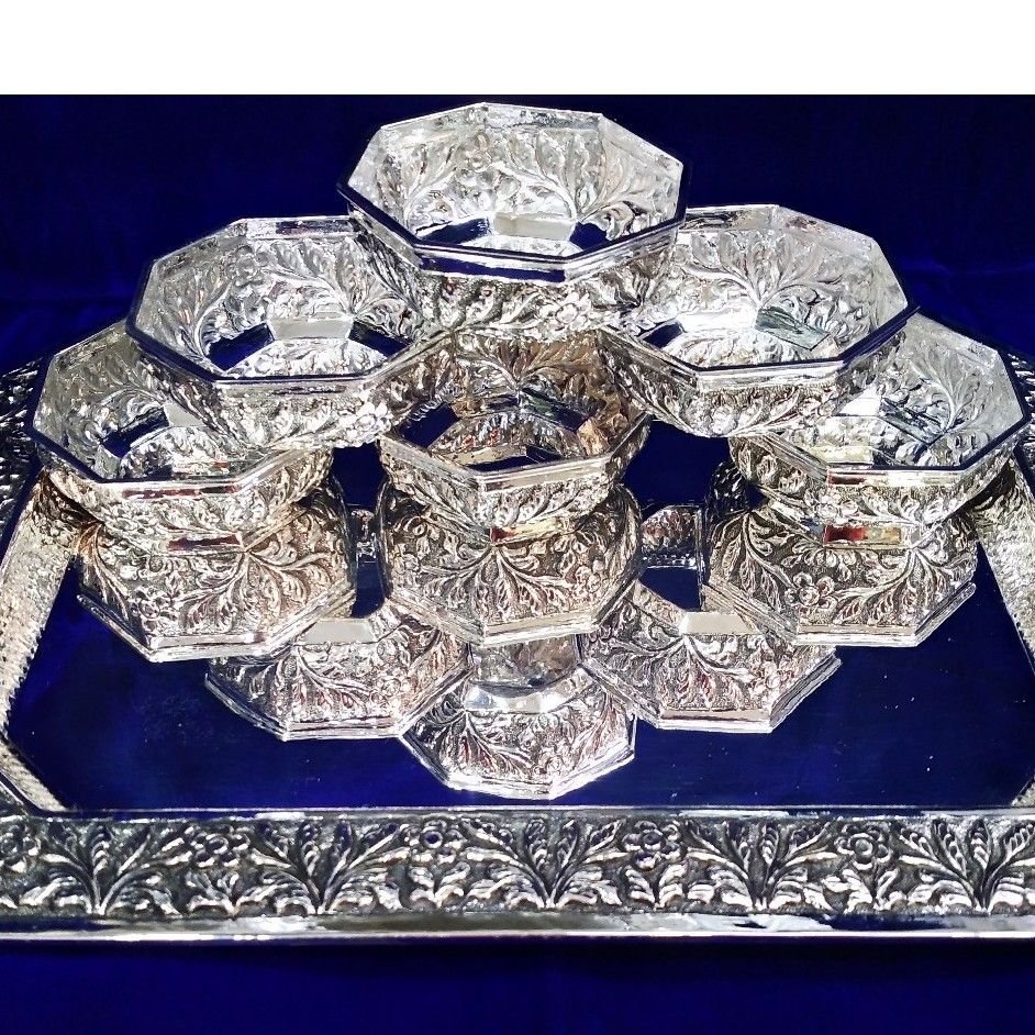 925 Pure Silver Bowl And Tray Set PO-170-01