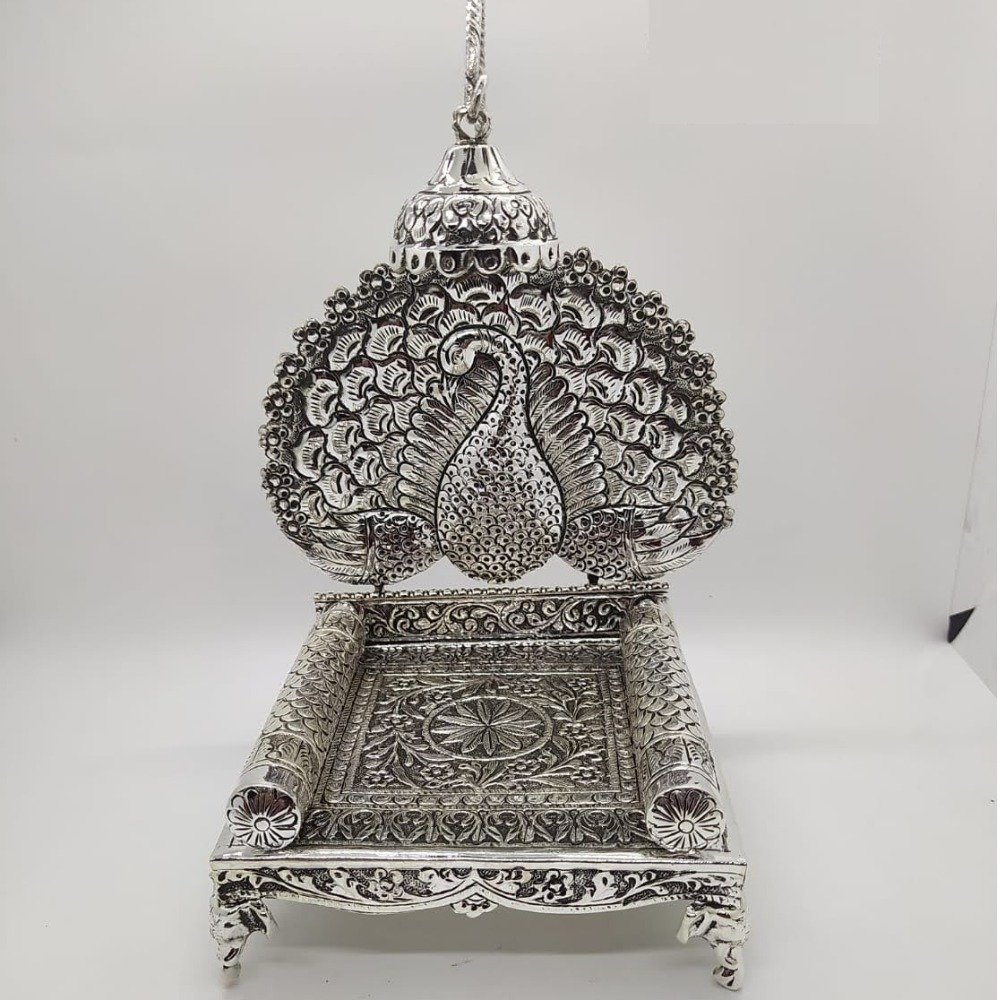 92.5 pure silver solid antique singhasan in Mayur Carvings pO-141-10