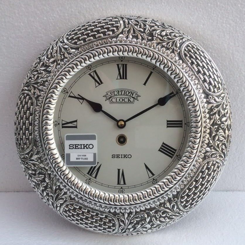 925 pure silver antique wall clock for decoration 850gm pO-310-02