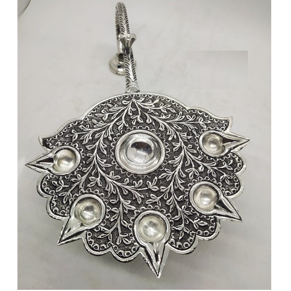 925 pure silver diya in antique work po-143-20