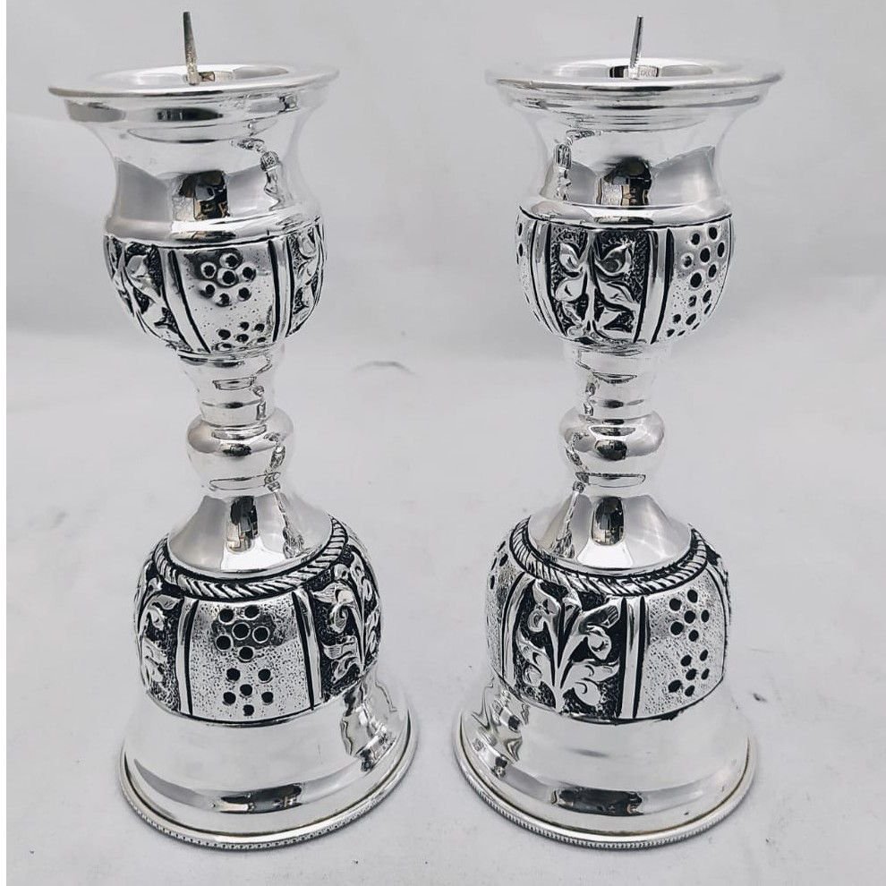 Pure Silver Candle Stands In Fine Antique PO-339-04