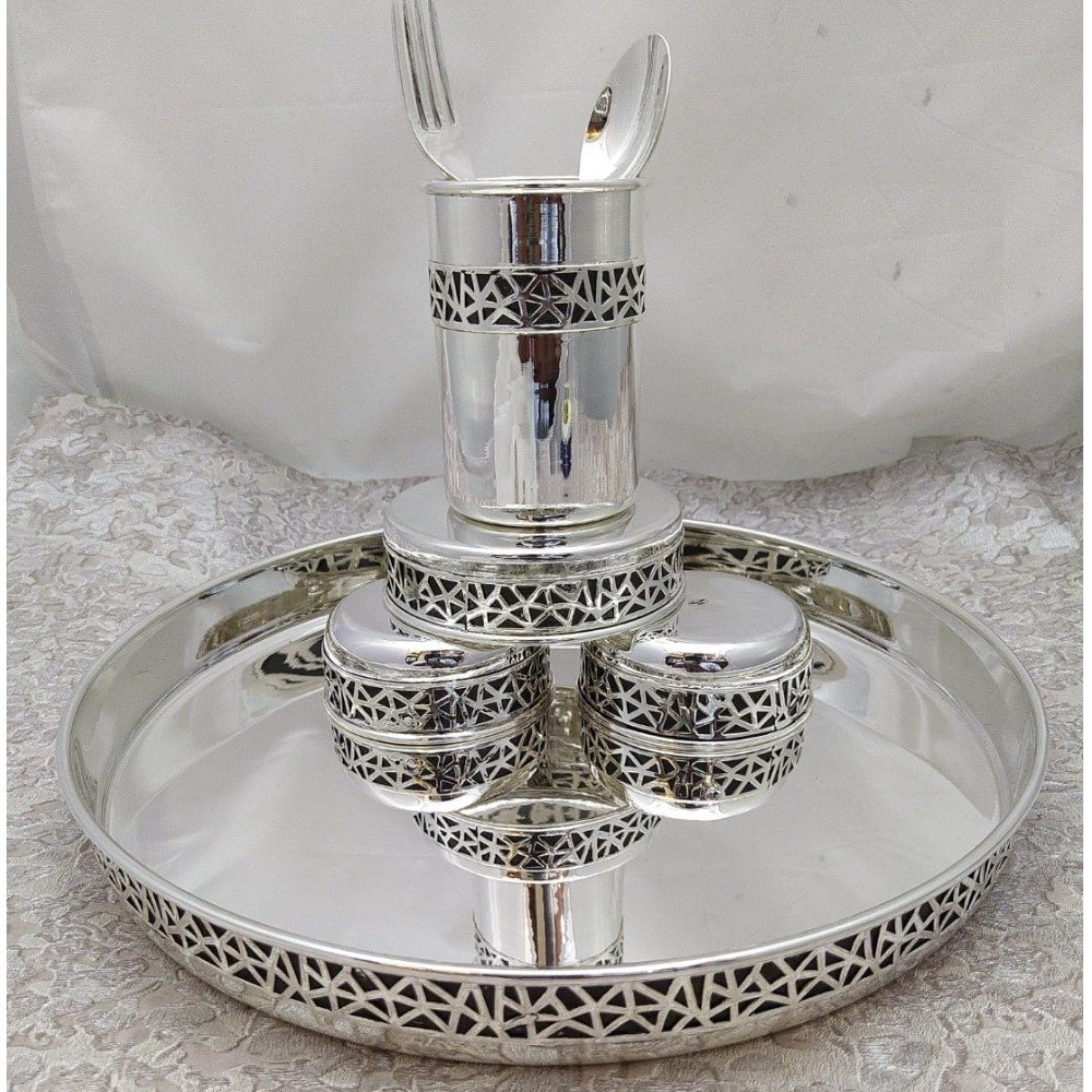 925 Pure Silver Dinner Set In Stylish Antique PO-153-15