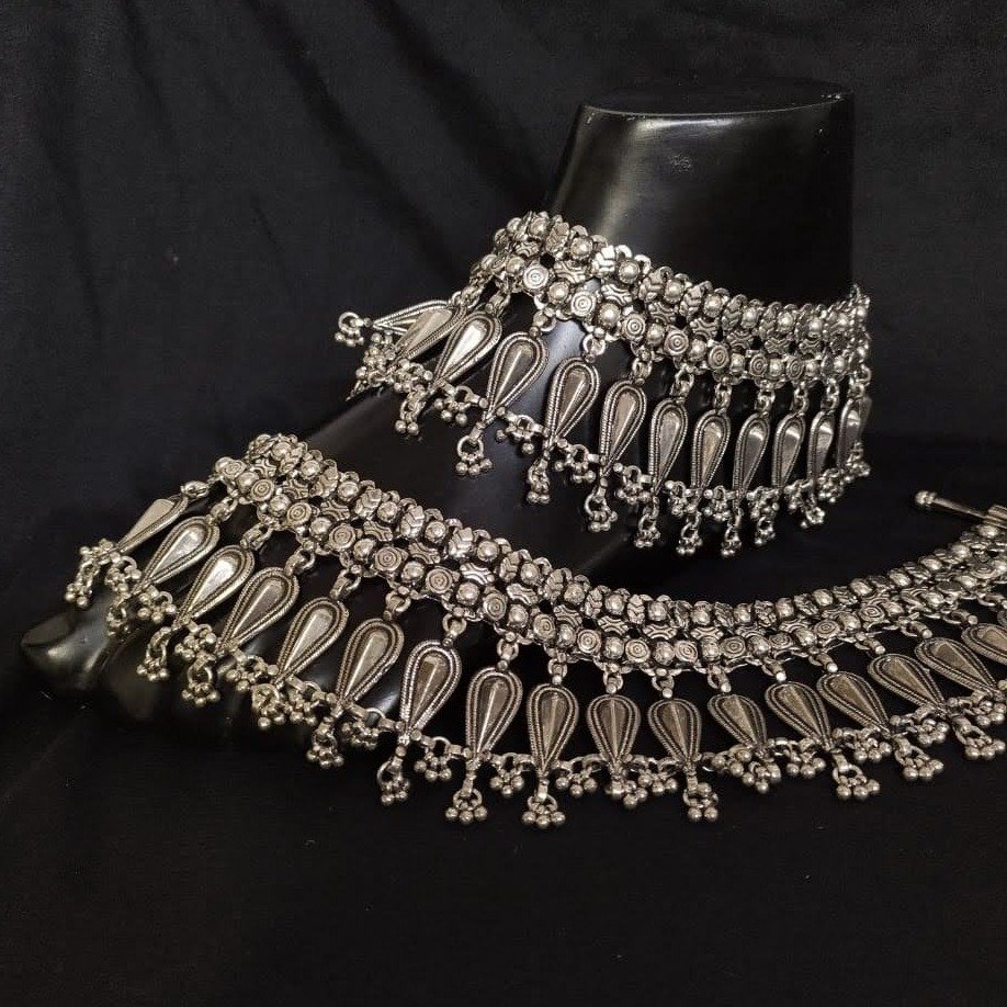 925 pure silver payal in rajwada style po-208-01