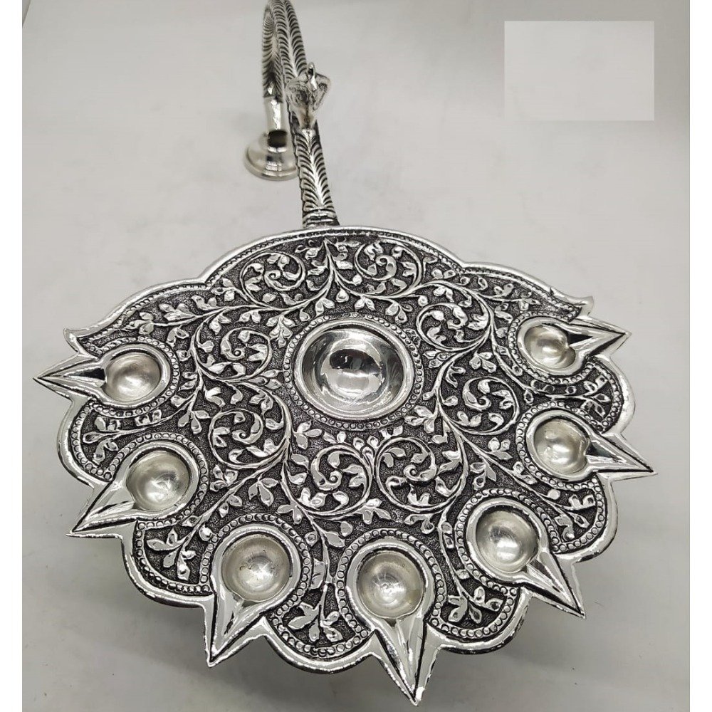 925 pure silver diya in antique work po-143-19