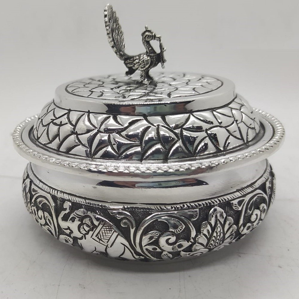 925 Pure Silver Stylish Serving Bowl with Pure Silver Cover PO-147-15