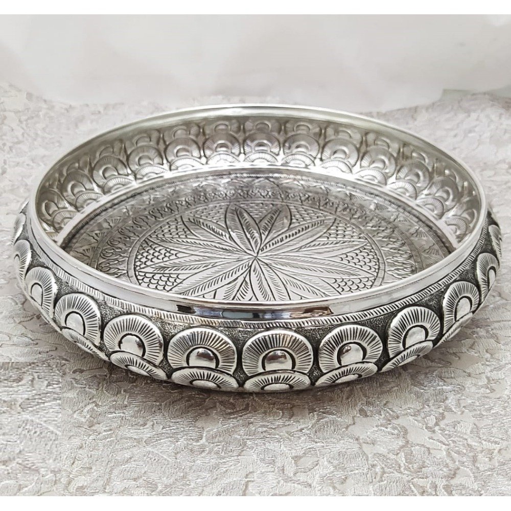 Buy quality 925 Pure Silver Antique Pooja Thali PO-263-34 in New Delhi