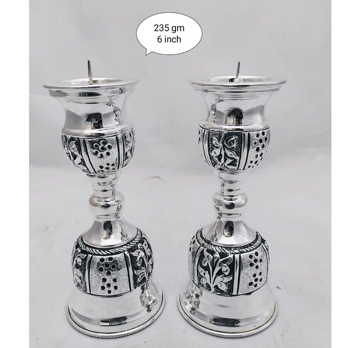 Pure Silver Candle Stands In Fine Antique PO-339-04