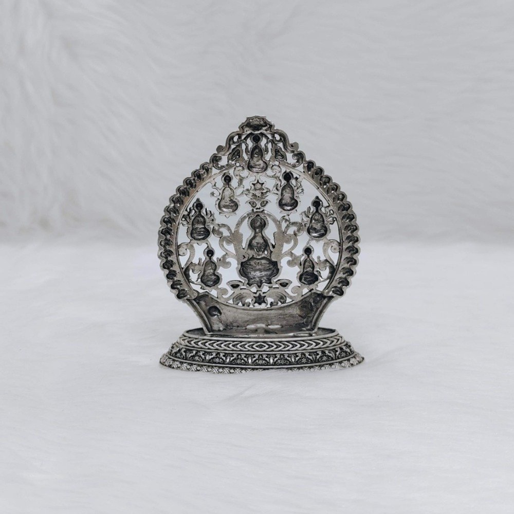 Hallmarked silver astha laxmi idol in high antique finishing