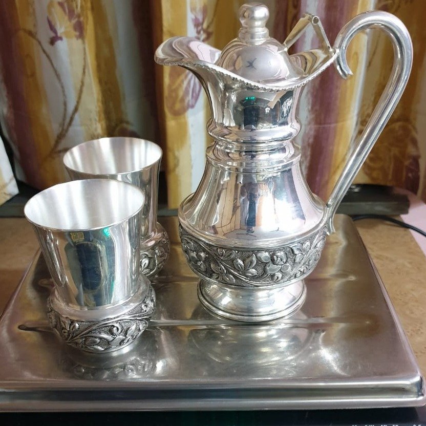 92.5% Pure Silver Stylish Jug And Glasses Set PO-247-25