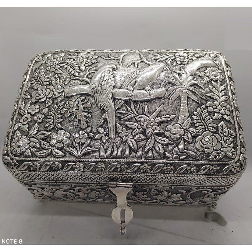 92.5 Pure Silver Dry Fruit Box In Fine Nakashi PO-147-24