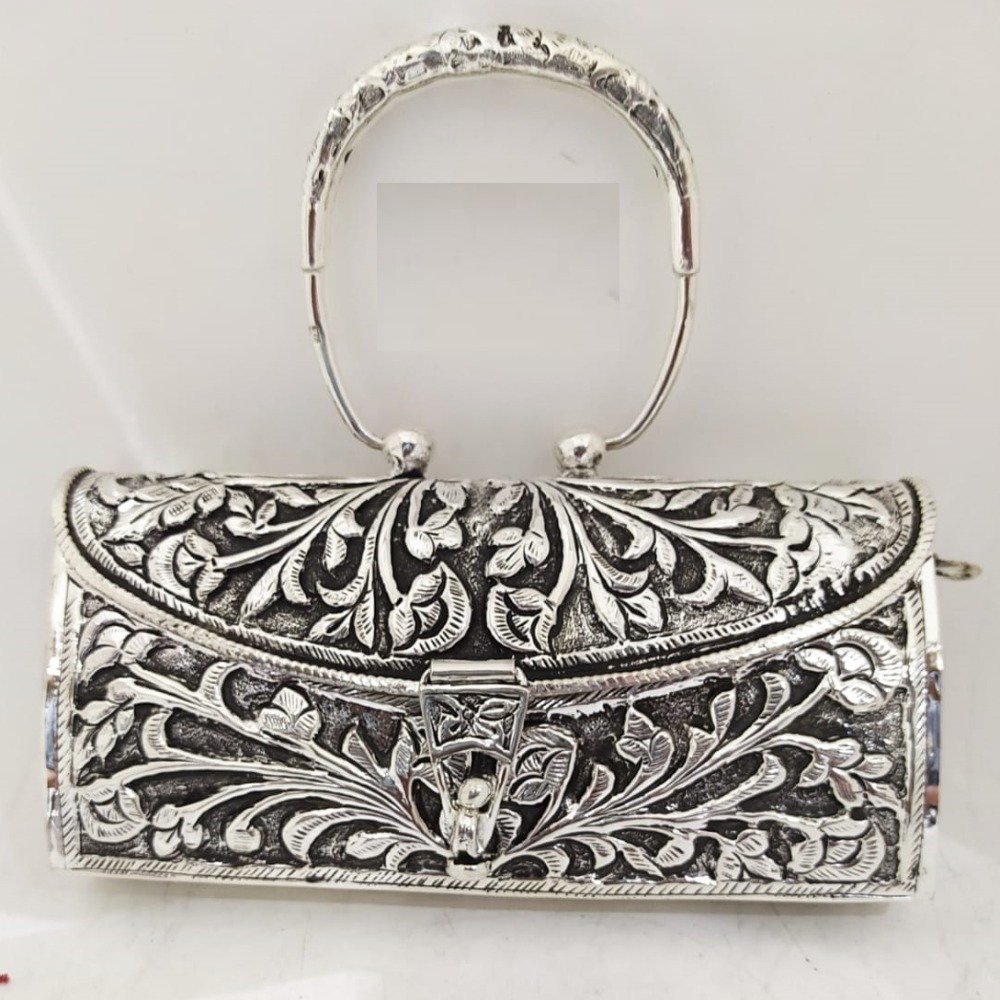 puran 925 pure silver shoulder bag in fine nakshii work.